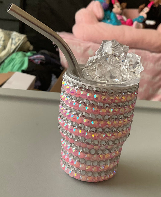 3oz blinged tumbler (pink/silver)
